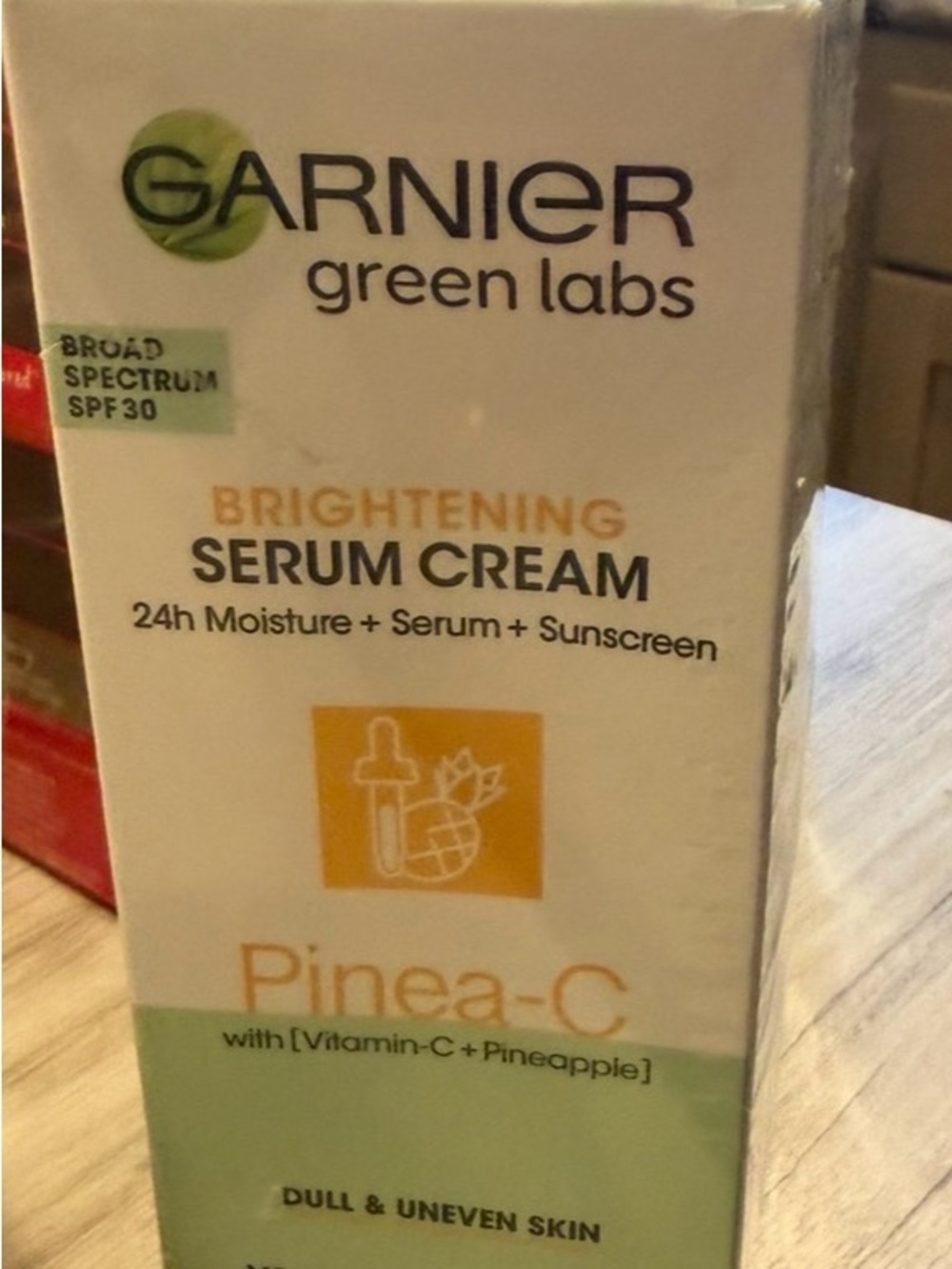 3 Garnier Green Labs Pinea-C Pineapple Brightening Serum Cream 24Hr Vegan Spf 30